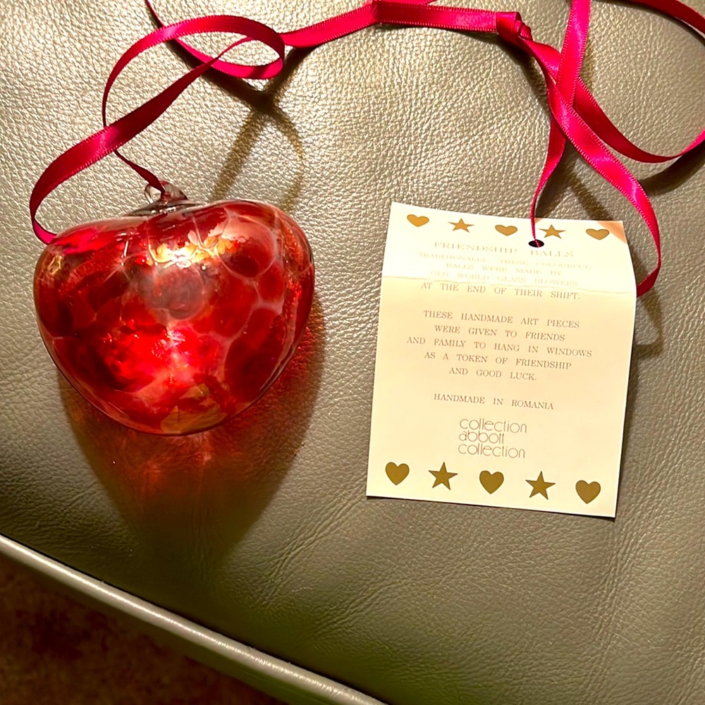 Red glass heart shaped friendship ball